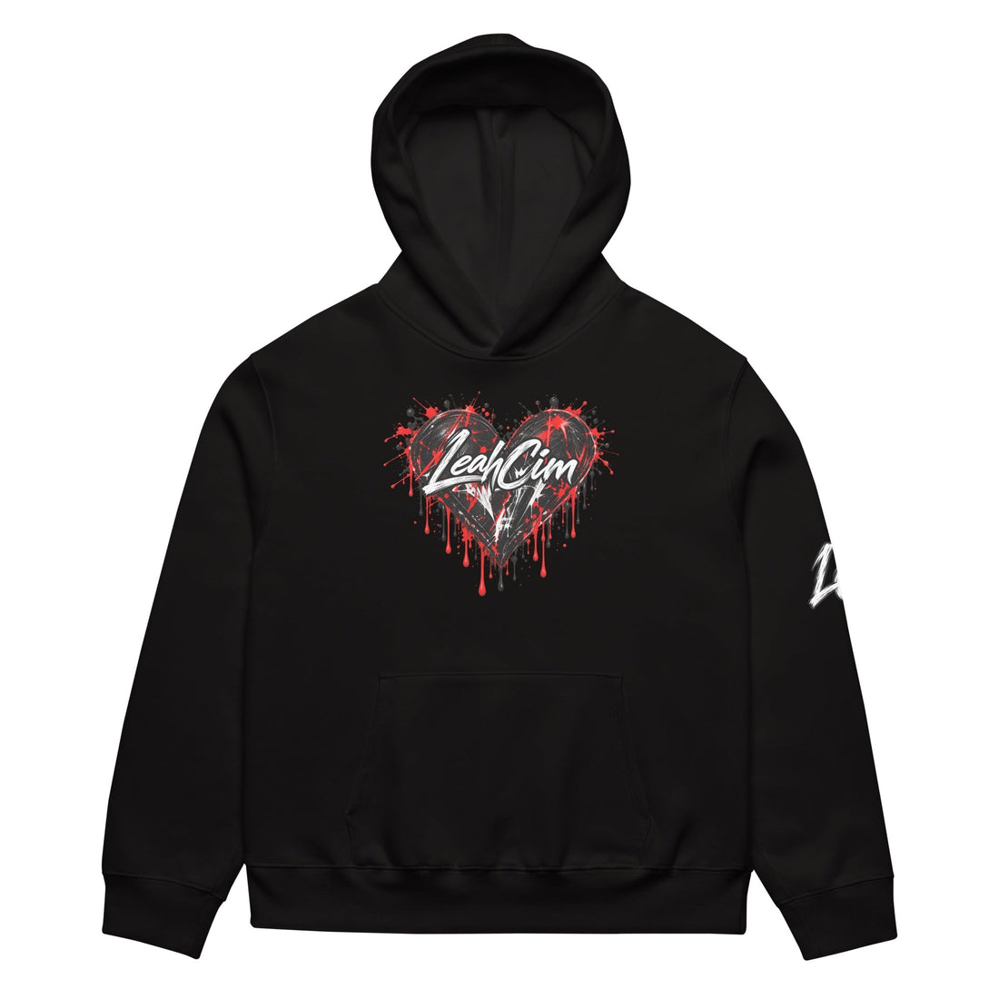 LeahCim Broken Heart Hoodie front graphic