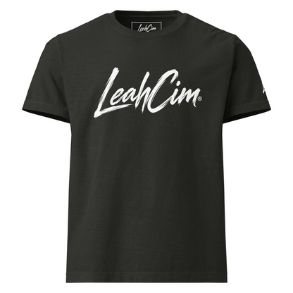 LeahCim Essential Heavyweight Tee in Washed Black with raised chest logo