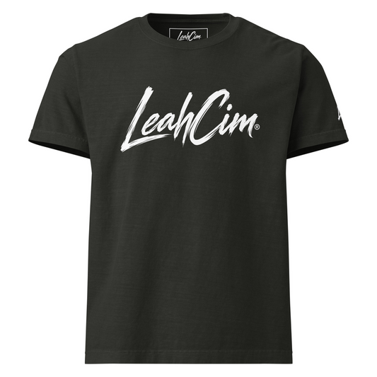 LeahCim Essential Heavyweight Tee in Washed Black with raised chest logo
