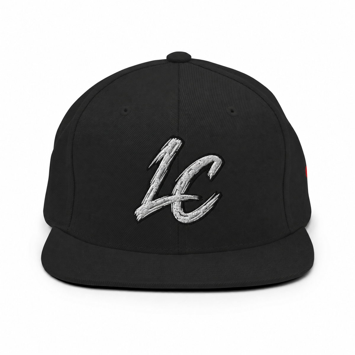 LeahCim Signature SnapBack Hat front with clean LC embroidery
